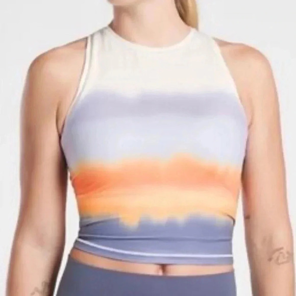 Athleta Colorful Shanti Racerback Printed Crop Top Womens XS - Picture 5 of 6